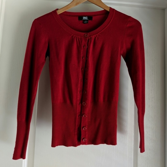 Red button up cardigan - Picture 1 of 2